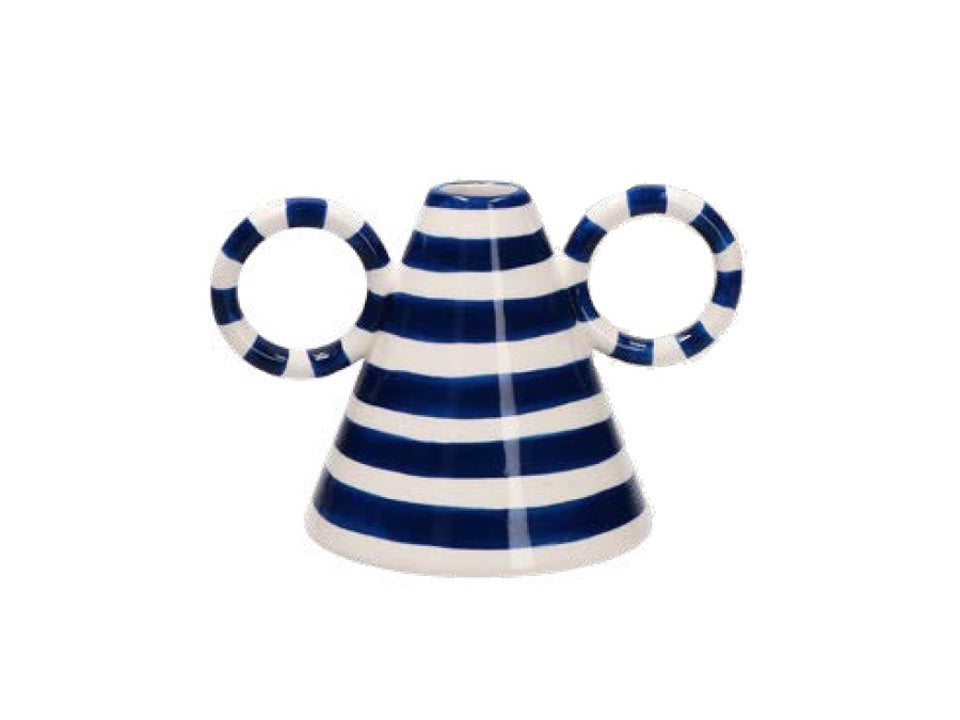 Vase CAPRI, rayé bleu et blanc, M