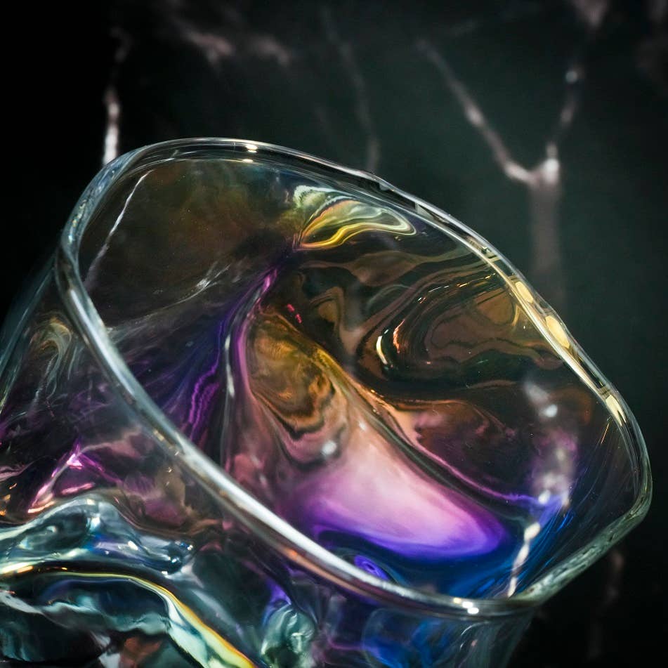 Verres japonais avec boîte cadeau, glaçons en granit et sous-verres | 369: Deux verres / Rainbow