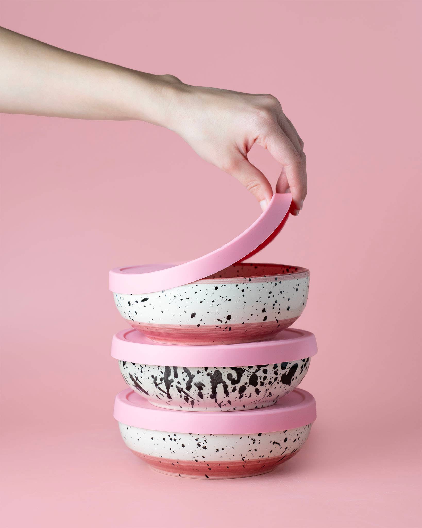 Couvercles en silicone réutilisables sans BPA / 2 tailles: Rose / Moyen
