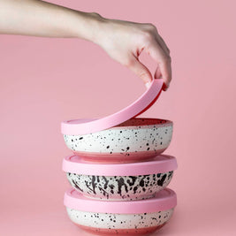 Couvercles en silicone réutilisables sans BPA / 2 tailles: Rose / Moyen