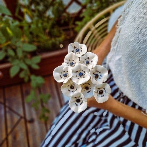 Petit coquelicot en céramique, diamètre env. 4 cm (tige 19,5 cm / 27 cm): Blanc