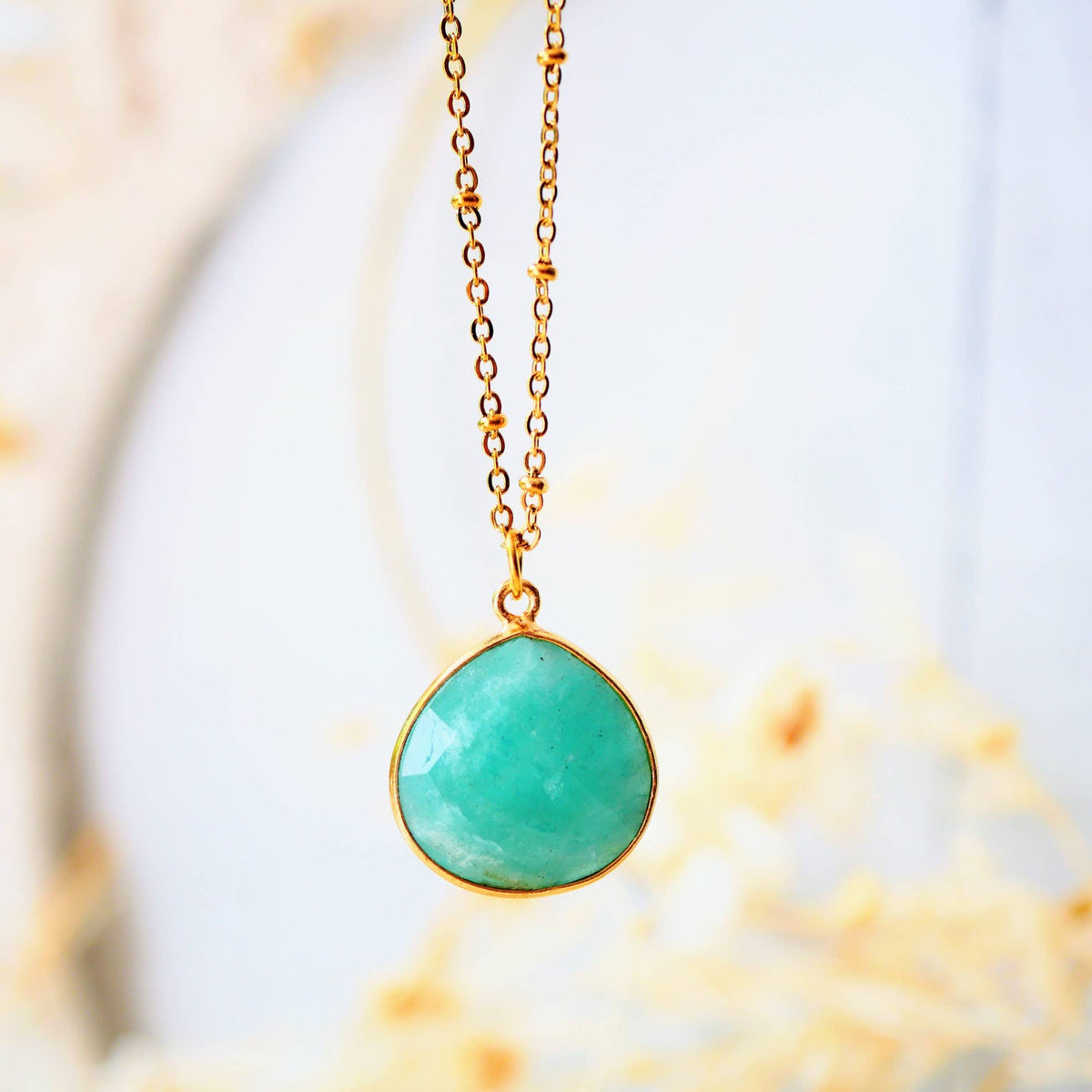 Collier Justine en acier inoxydable avec amazonite