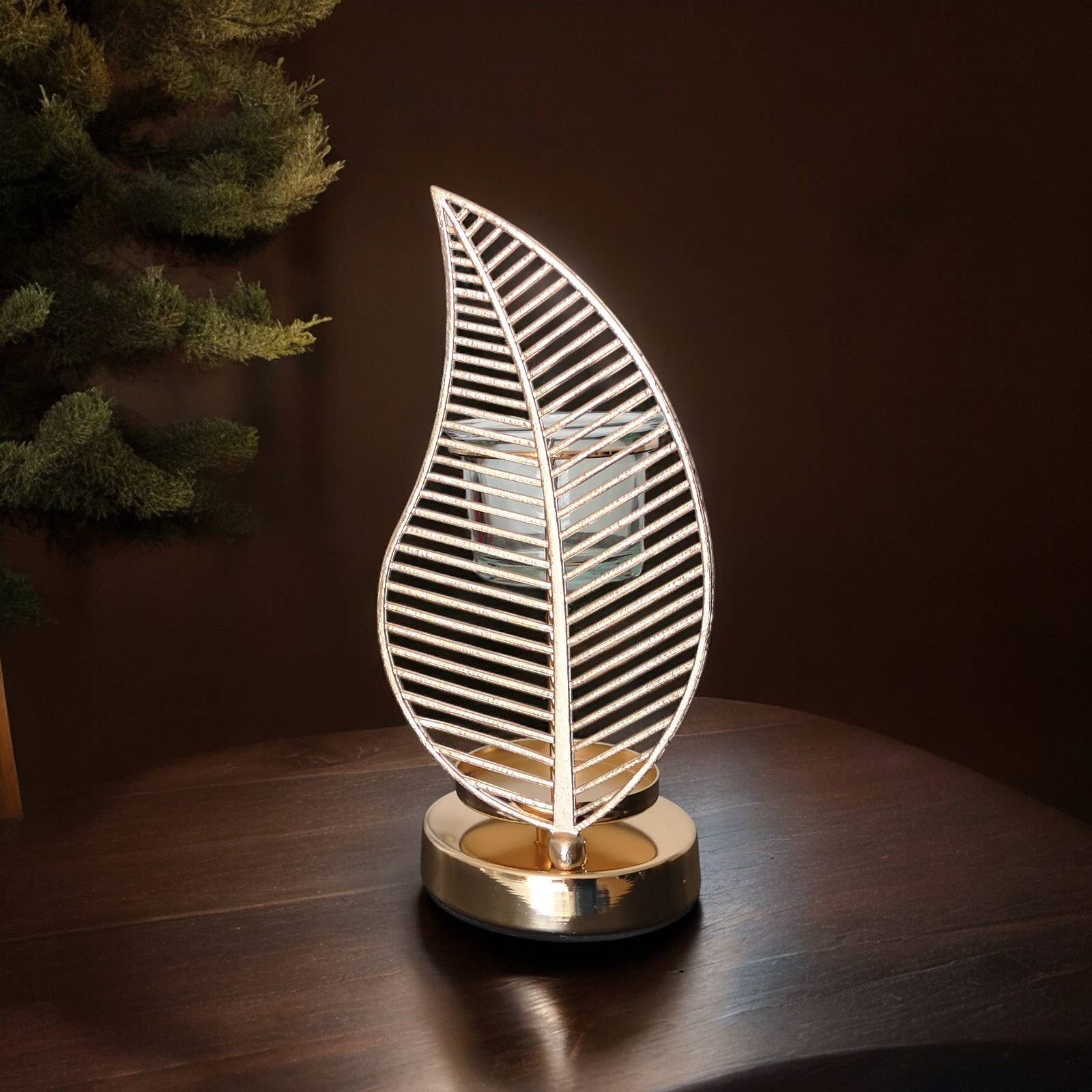 Brûleur à Huile et Fondant Parfumé Palme métal et céramique