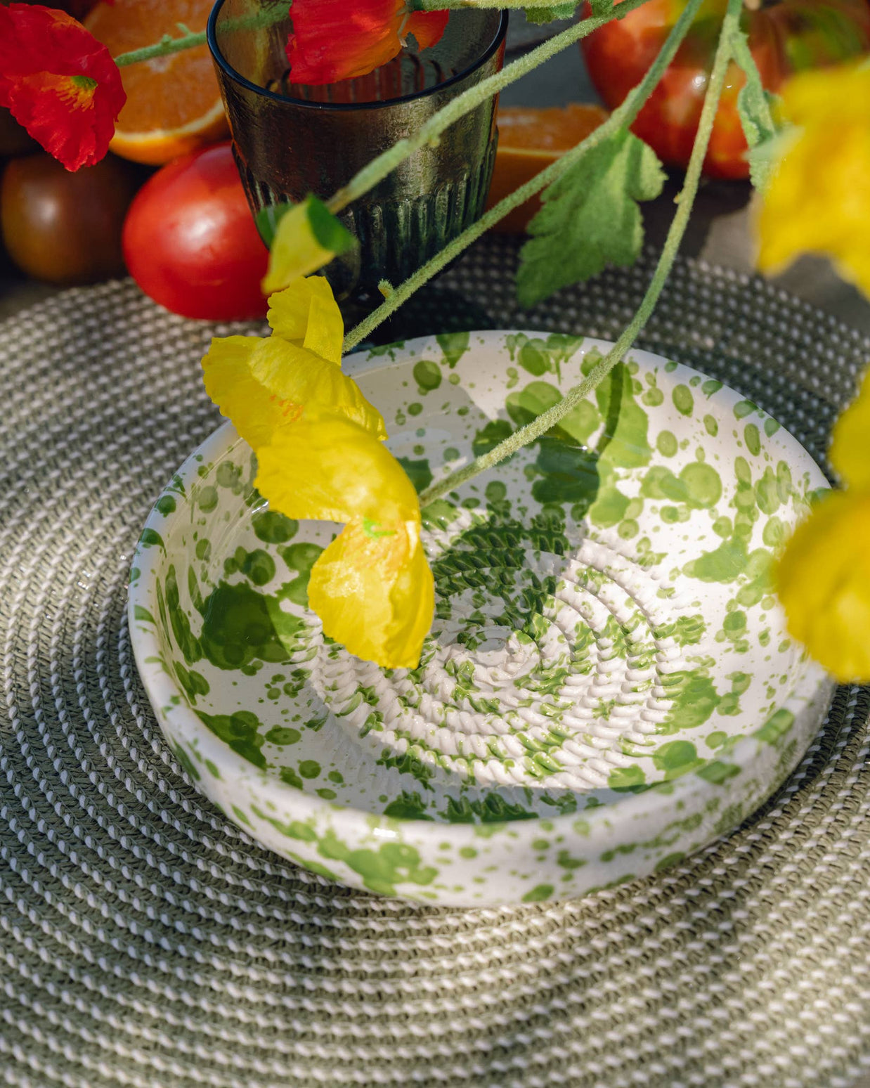 Assiette râpe-ail - Grande céramique verte - Vert mousse