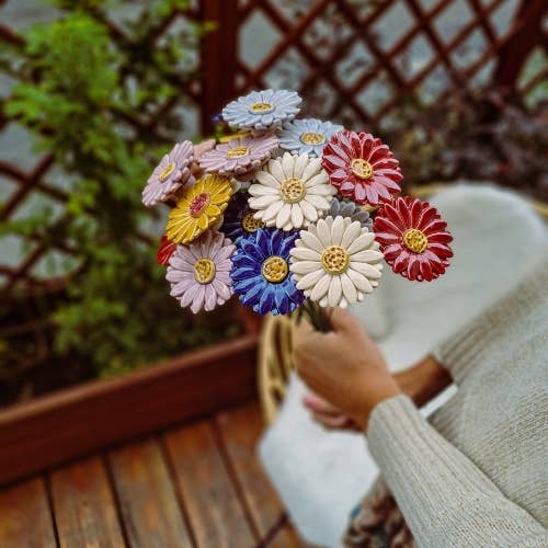 Gerbera en céramique diamètre env. 5 cm | tige 39 cm: Jaune