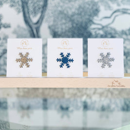 Pin's en paillettes - Flocon de neige: Bleu