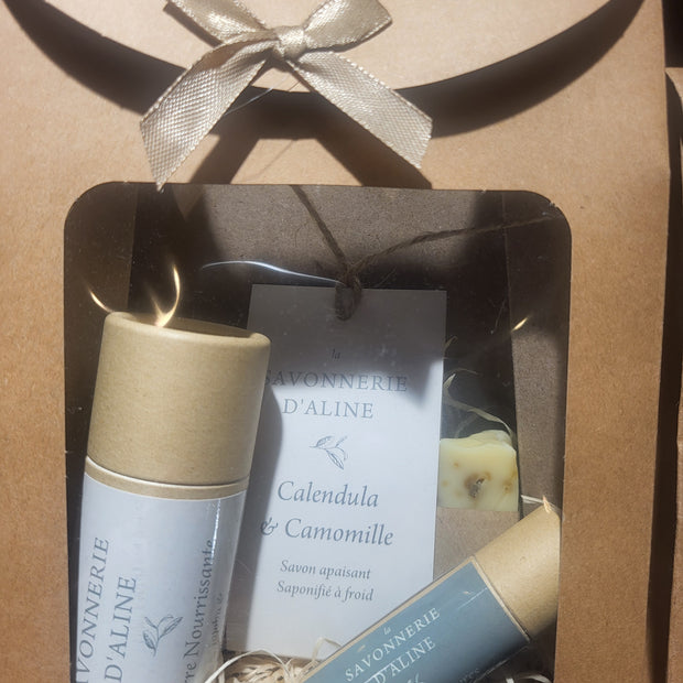 Coffret  stick nourrissant, baume à lèvres et savon