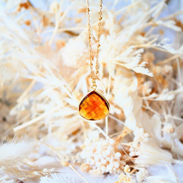 Collier Justine en acier inoxydable avec citrine