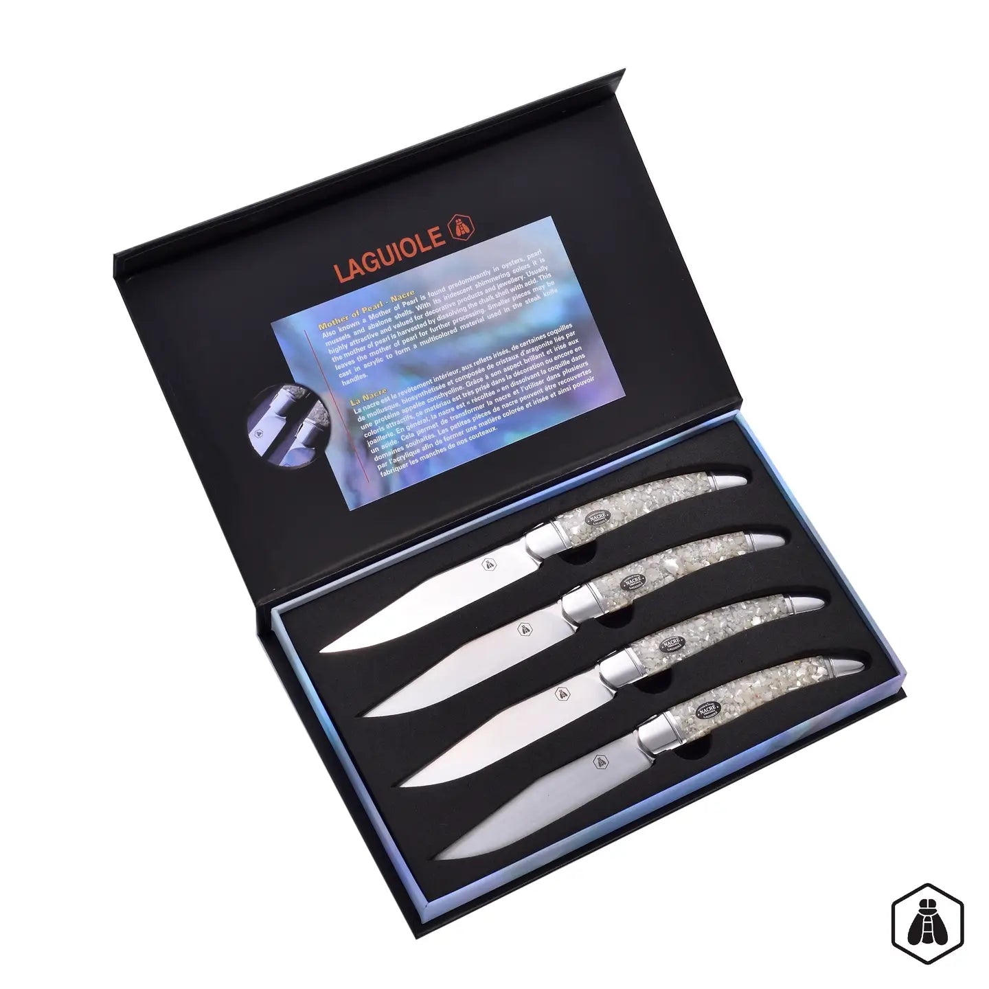 LAGUIOLE Coffret 4 couteaux Nacre véritable