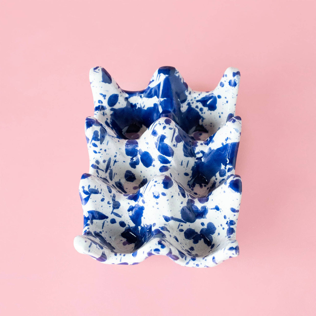 Porte-œufs en céramique pour 6 œufs - Bleu persan