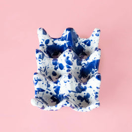 Porte-œufs en céramique pour 6 œufs - Bleu persan