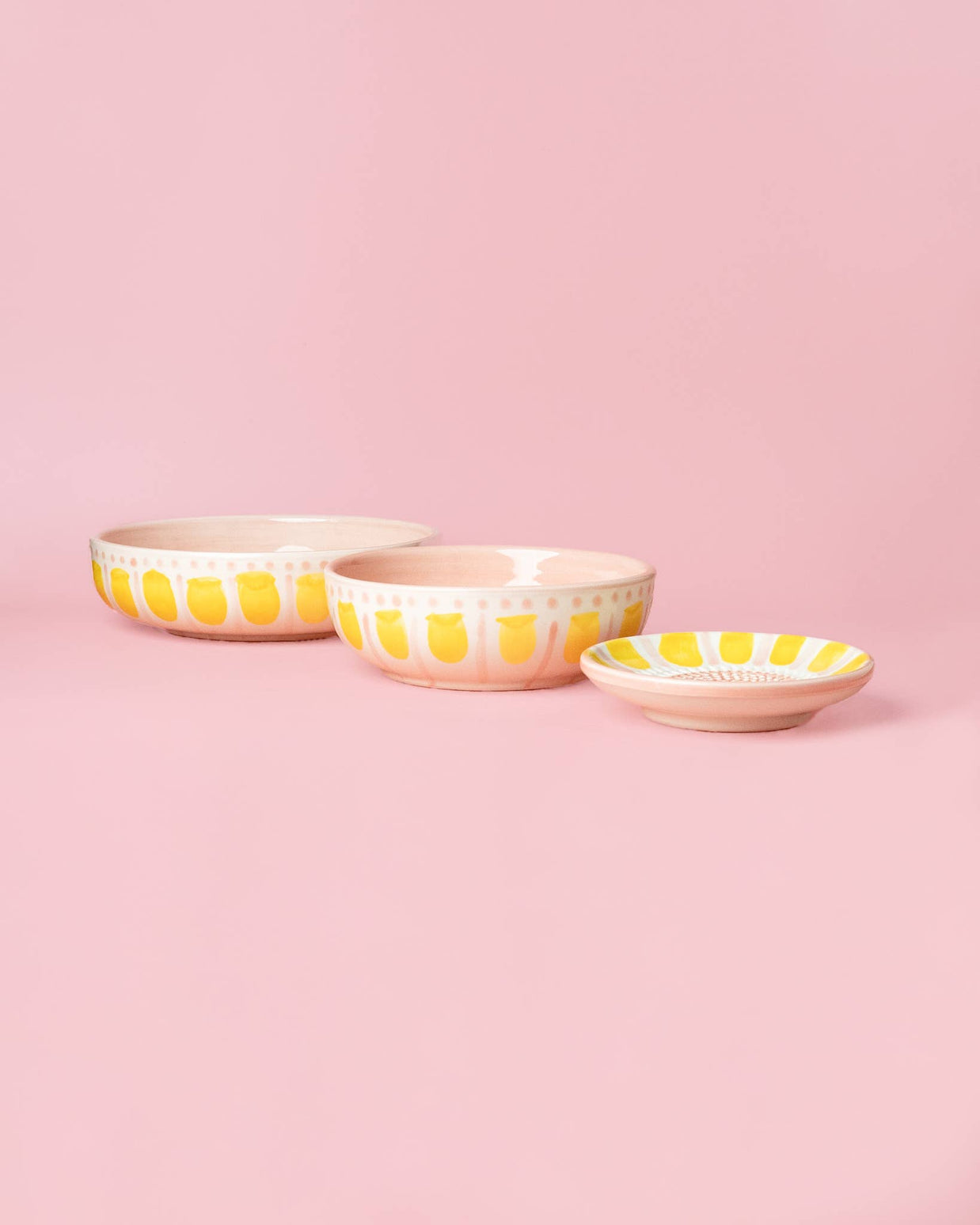 Râpe à ail en céramique — Petite, rose et jaune — Valentina