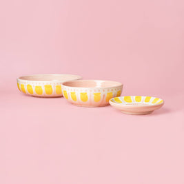 Râpe à ail en céramique — Petite, rose et jaune — Valentina