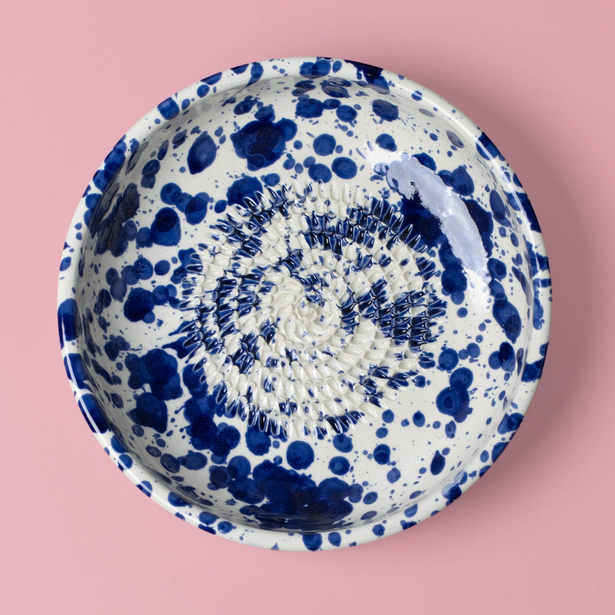 Assiette râpe à ail - Grande en céramique bleue - Perse