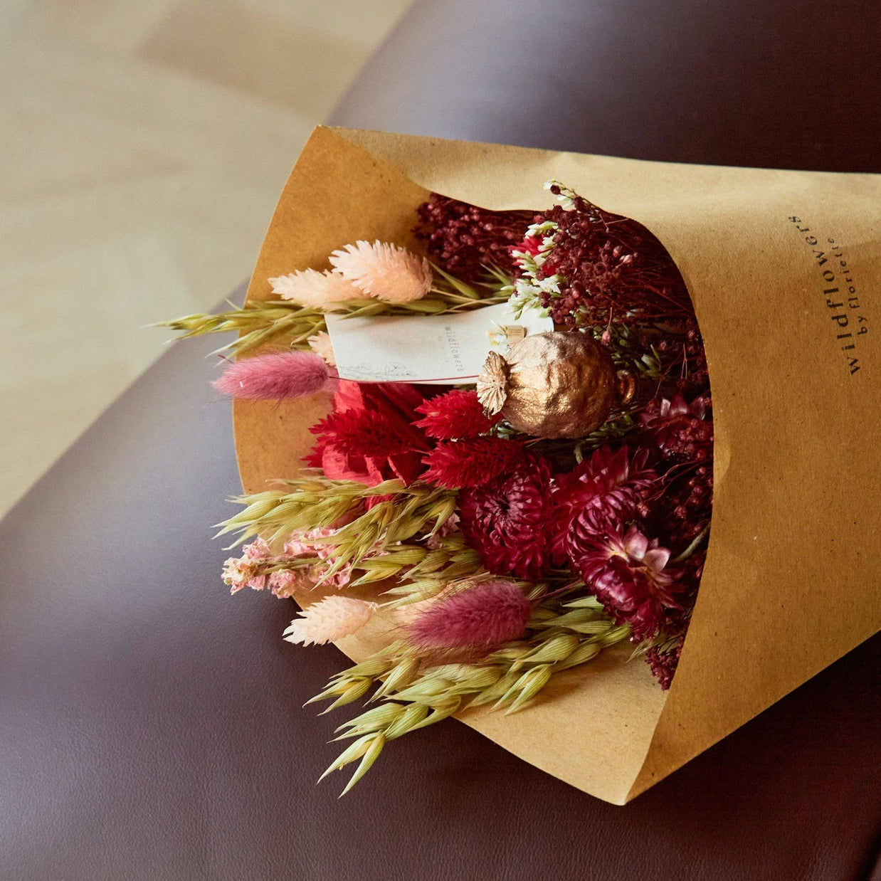 Fleurs séchées - Bouquet champêtre - Allure rouge: Moyen