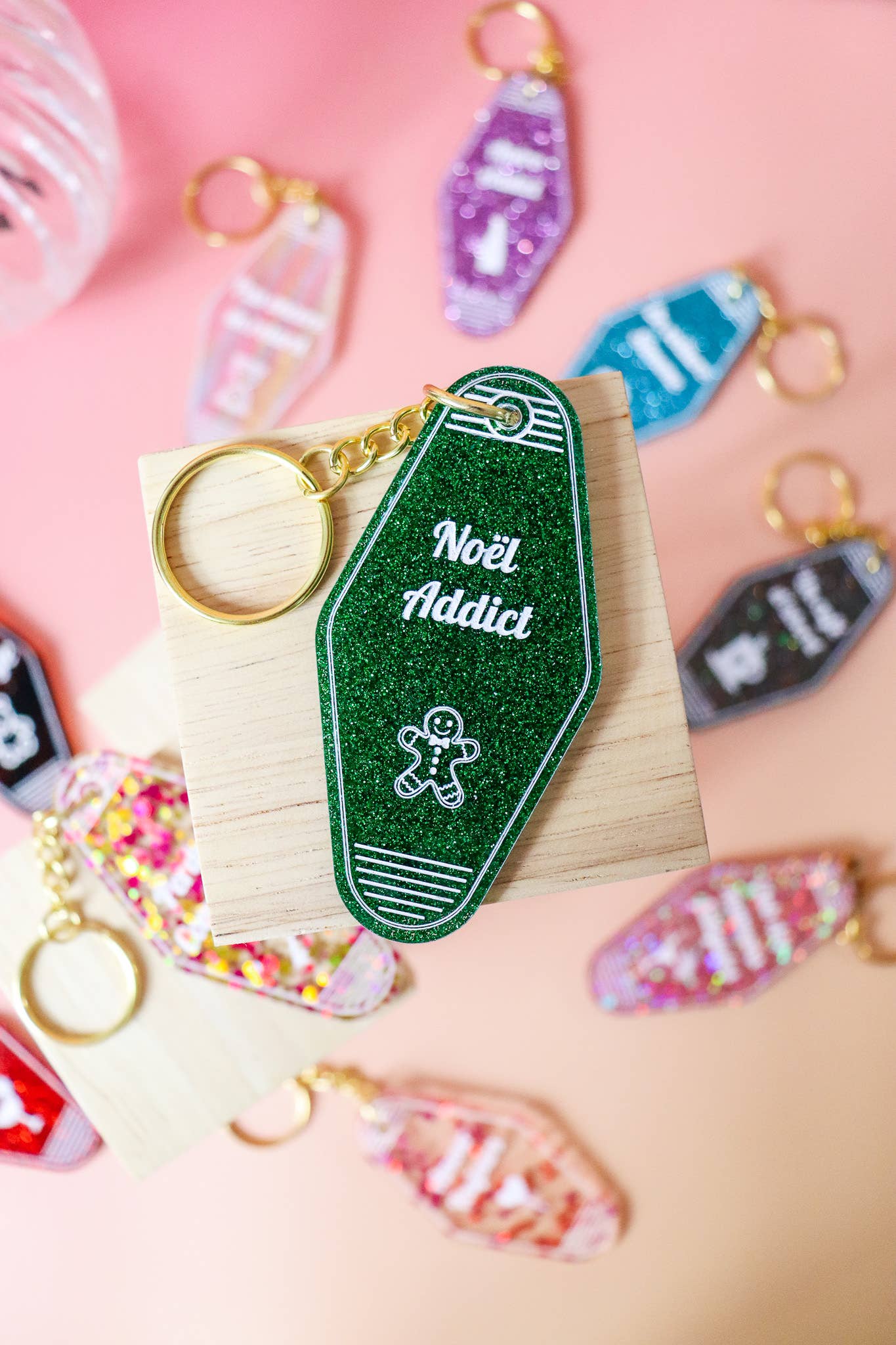 Porte clés Noël Addict: Paillettes vertes