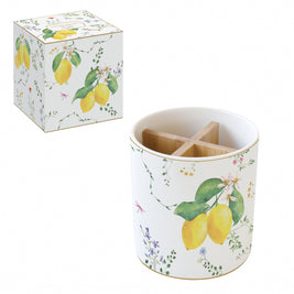 PORTE USTENSILES DE CUISINE FLEURS ET CITRONS