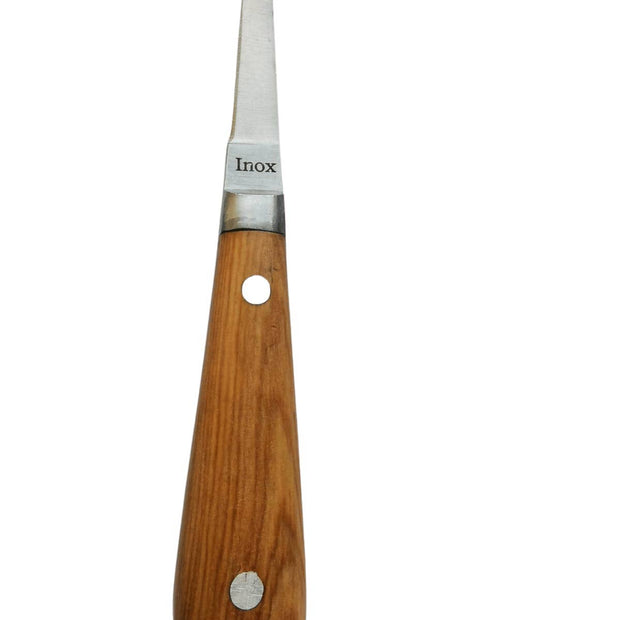 Lancette à huîtres avec manche en bois d'olivier résistante