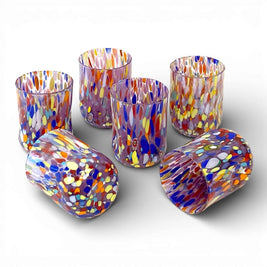 Verres Cylindr  Classique en Verre Soufflé et Travaillé à la Main avec Murrines de Murano, ligne 