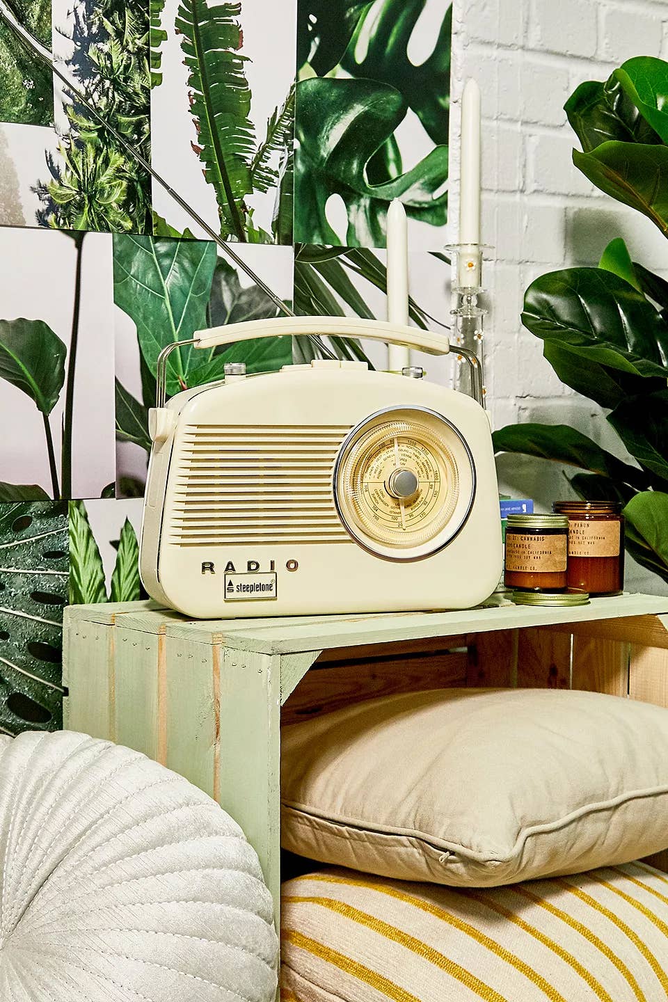 Radio Brighton classique style vintage FM/MW/LW avec Bluetooth: Crème