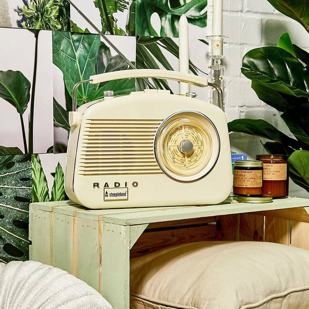 Radio Brighton classique style vintage FM/MW/LW avec Bluetooth: Crème