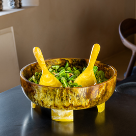 Couverts à salade | Ensemble d'ustensiles à salade | Paon | Soleil jaune