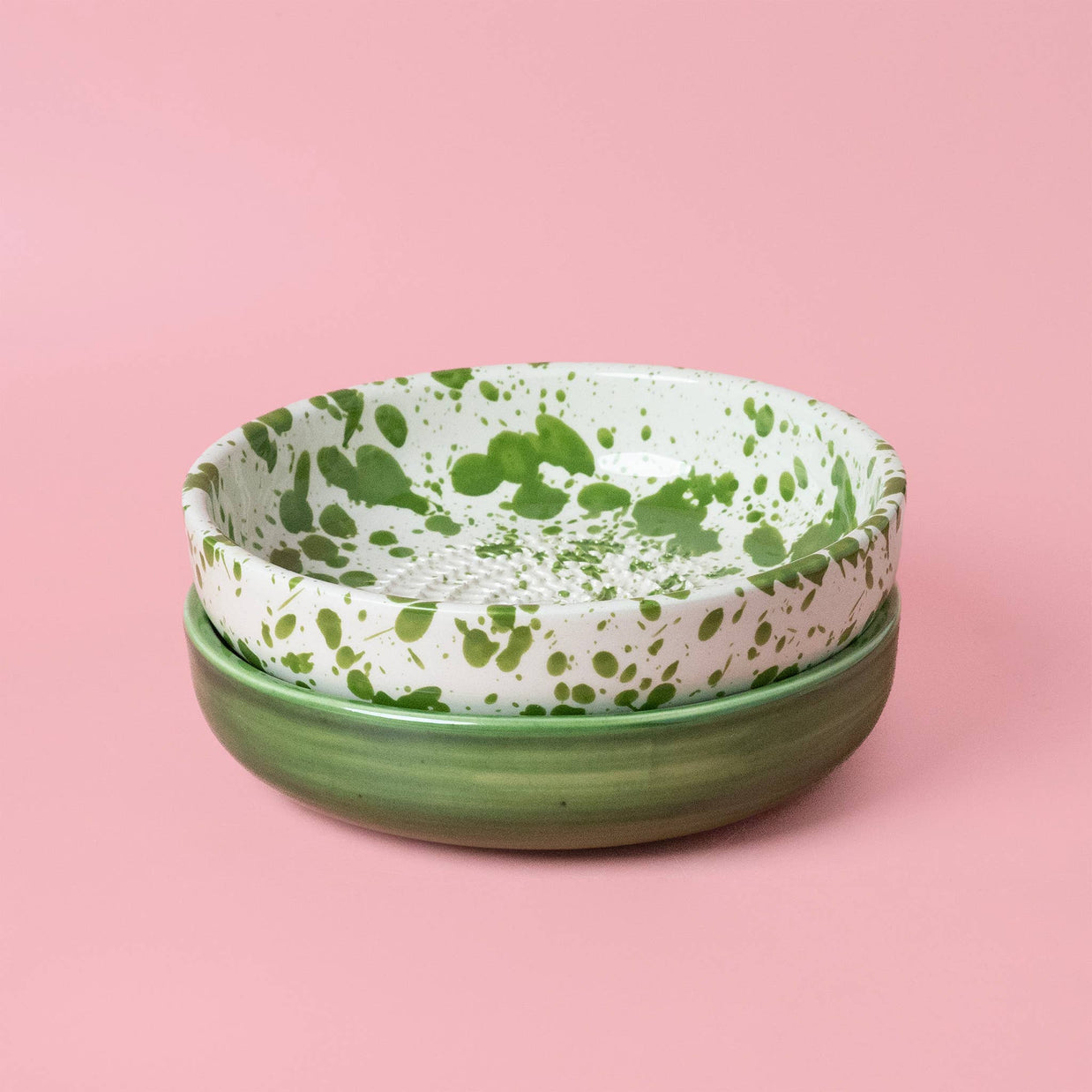Assiette râpe-ail - Grande céramique verte - Vert mousse