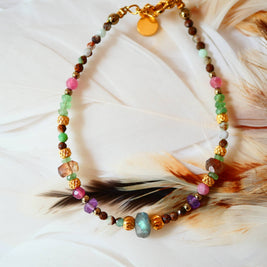 Bracelet NEDA en chrysoprase, andalousite et tourmaline rose