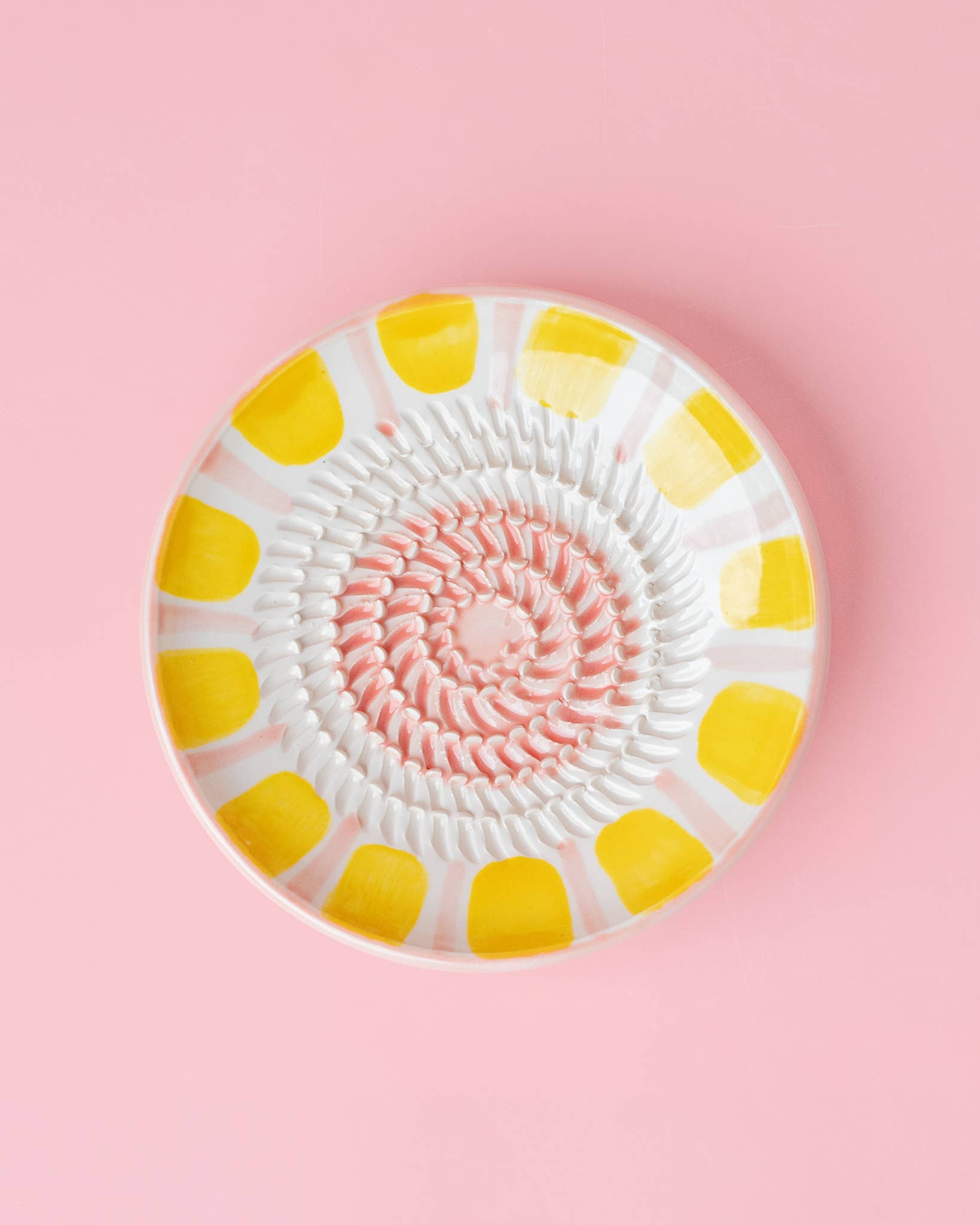 Râpe à ail en céramique — Petite, rose et jaune — Valentina