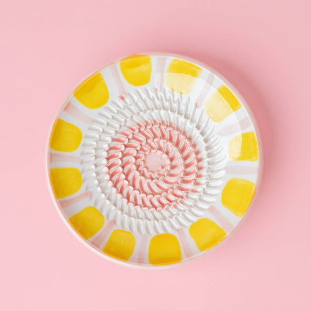 Râpe à ail en céramique — Petite, rose et jaune — Valentina