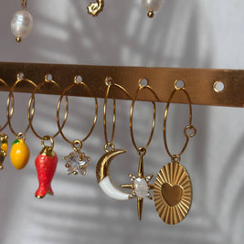 Mix and Match – Boucles d'oreilles simples avec pendentif: Lune-changement