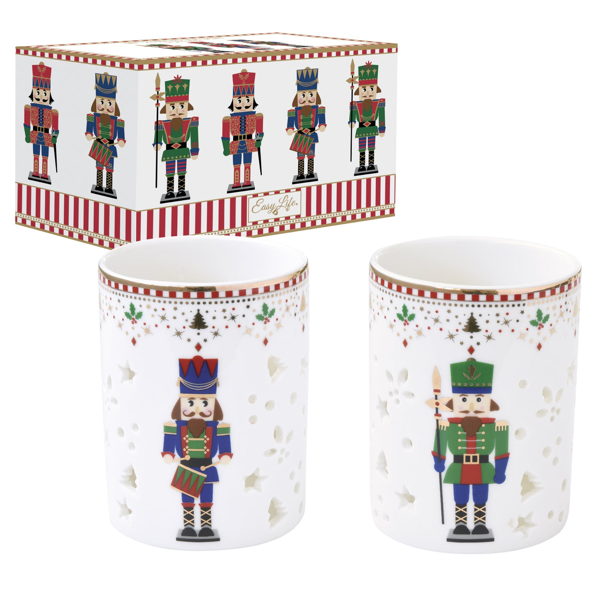 Set de 2 photophores, porcelaine, NUTCRACKER