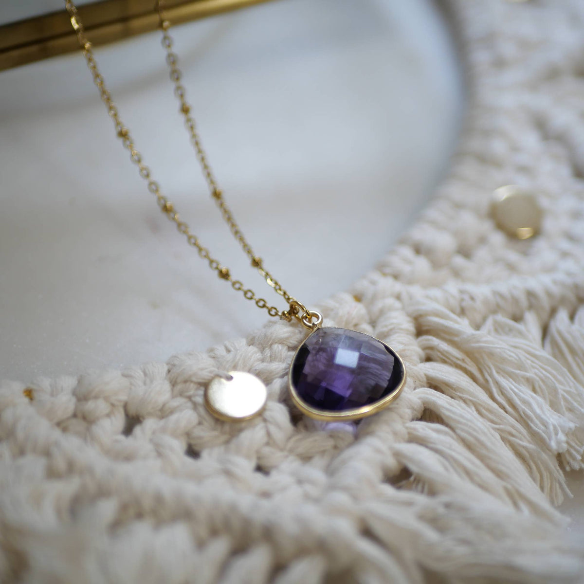 Collier Justine en acier inoxydable avec améthyste