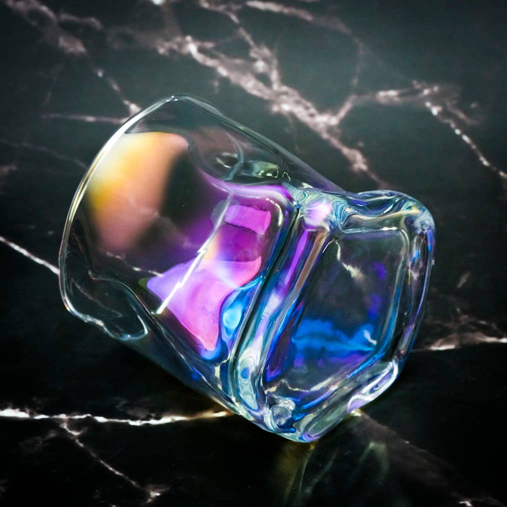 Verres japonais avec boîte cadeau, glaçons en granit et sous-verres | 369: Deux verres / Rainbow