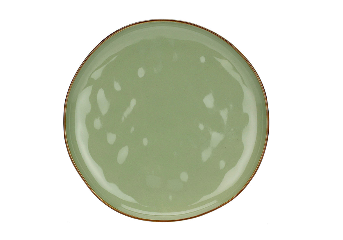 Assiette plate verte 27cm , Grès, ROSE ET TULIPANI