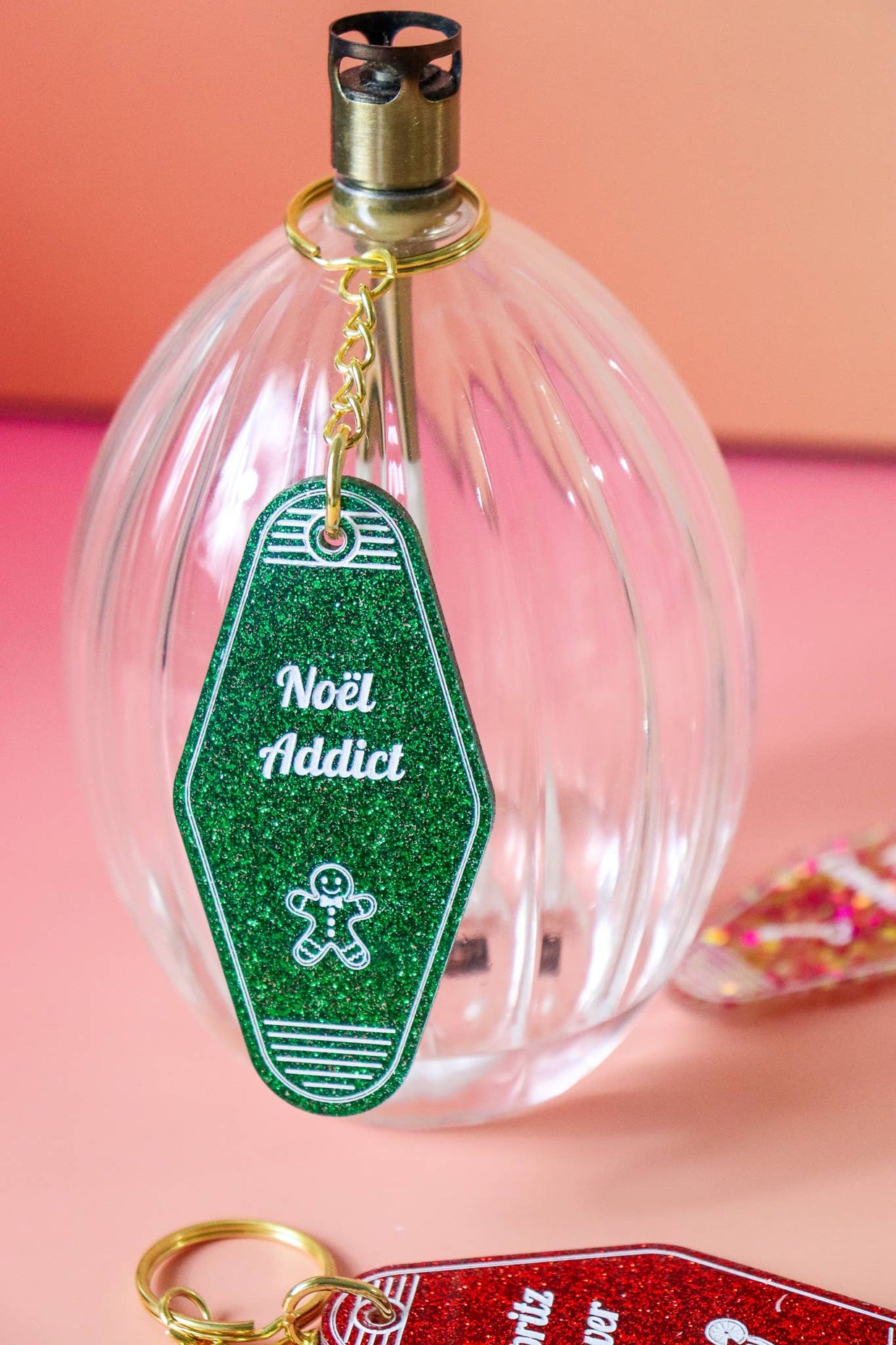 Porte clés Noël Addict: Paillettes vertes