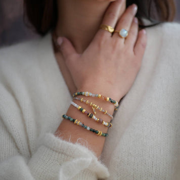 BRACELET DHANYATA PIERRE DE LUNE ORANGE ET AGATE INDIENNE