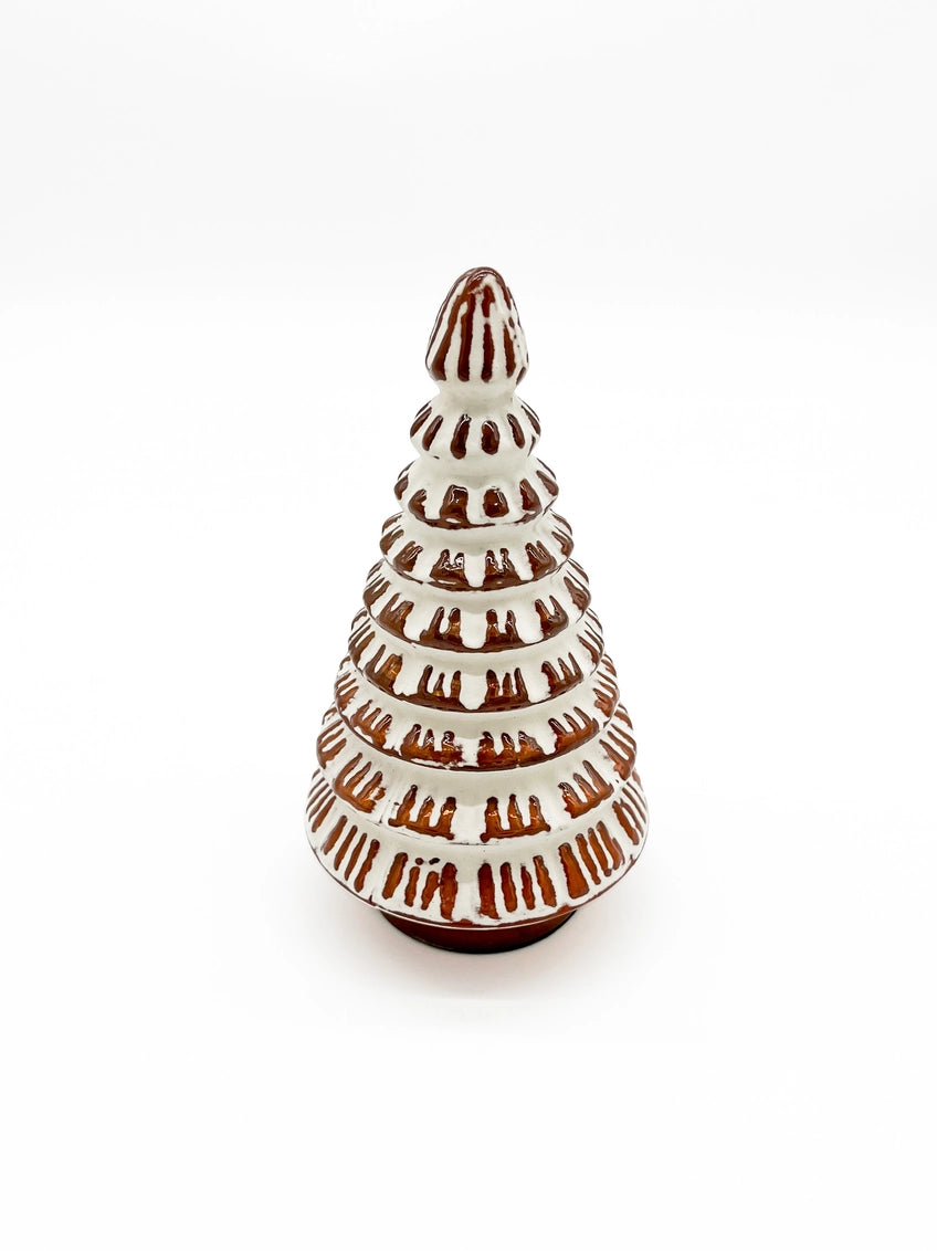 Sapin de Noël brun/neige H20cm