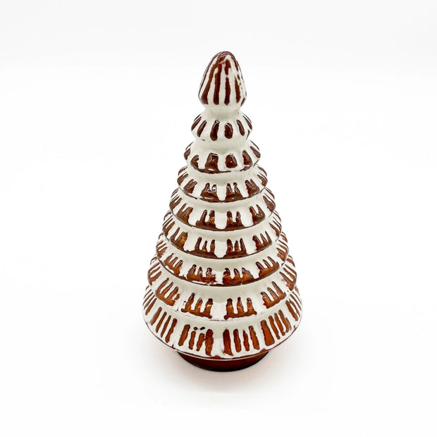 Sapin de Noël brun/neige H20cm