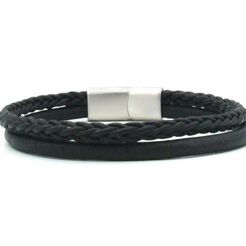 Bracelet homme Semarang mix noir - 4 mm: XL- 20 cm