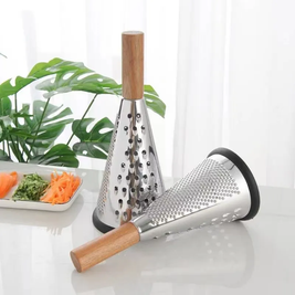 Râpe conique à fromage et légumes avec poignée en bois