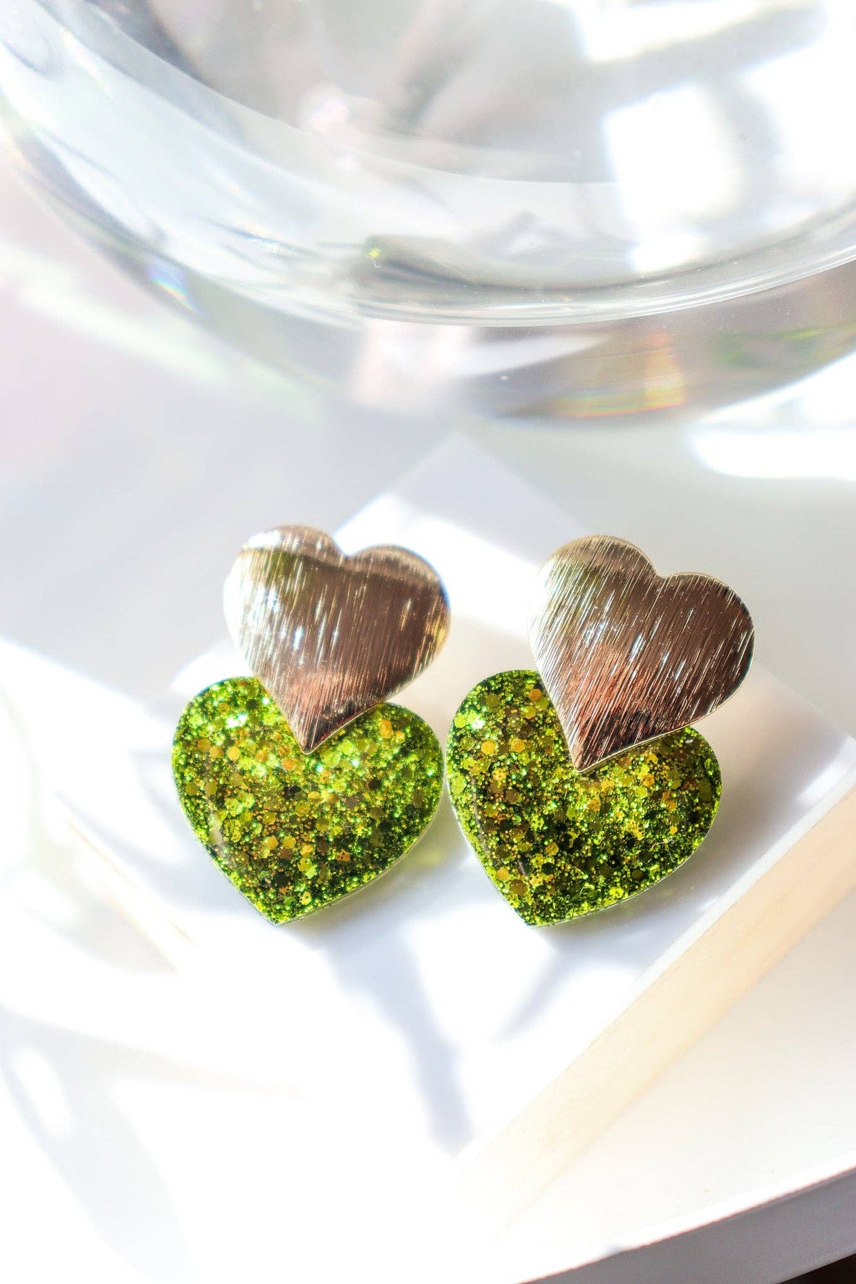 Boucles d'oreilles Coeur citron vert