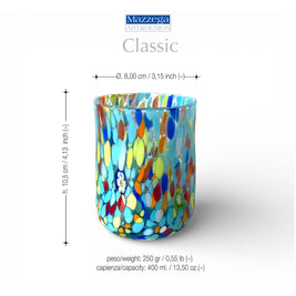 Verres Cylindr  Classique en Verre Soufflé et Travaillé à la Main avec Murrines de Murano, ligne 
