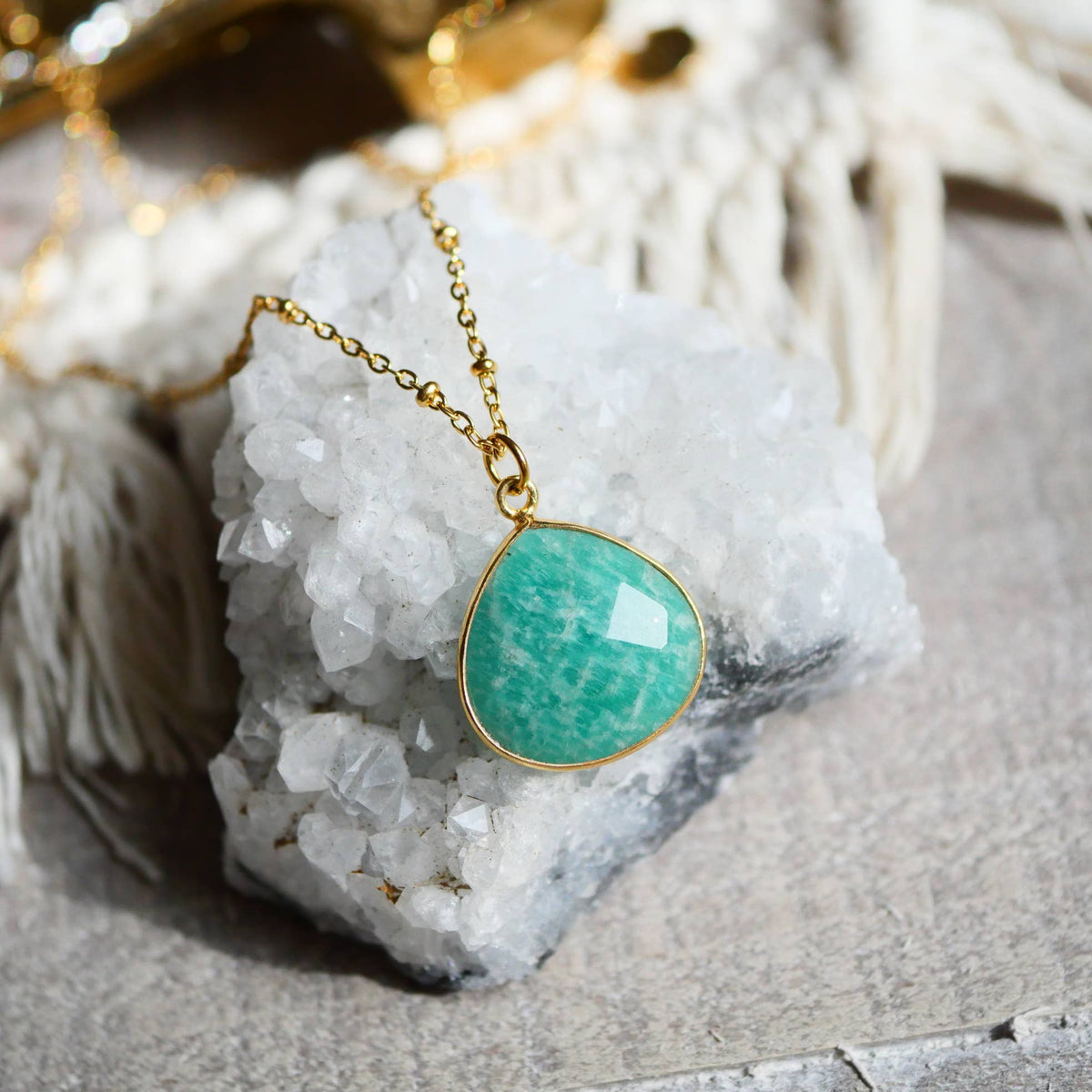 Collier Justine en acier inoxydable avec amazonite