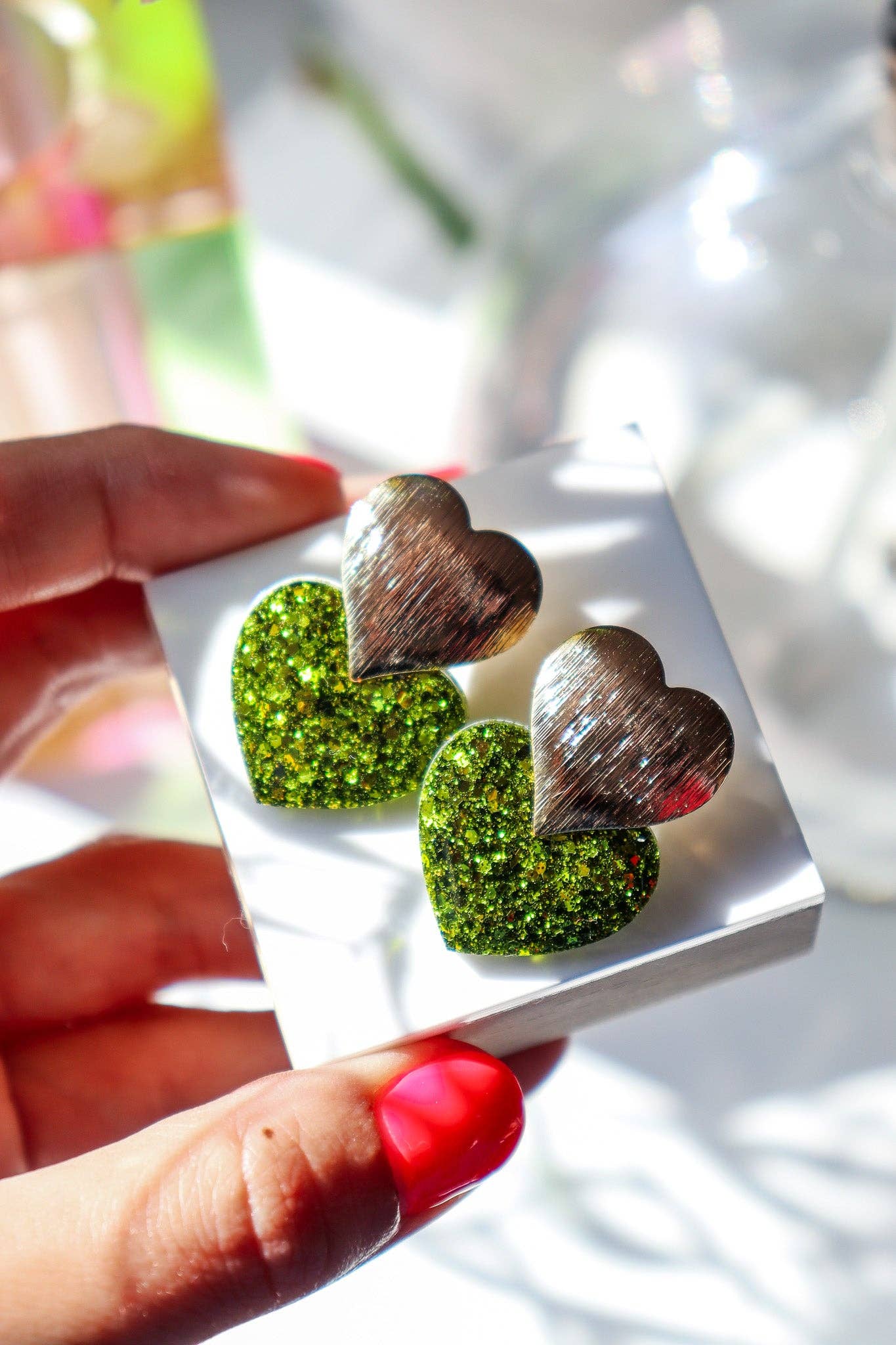 Boucles d'oreilles Coeur citron vert