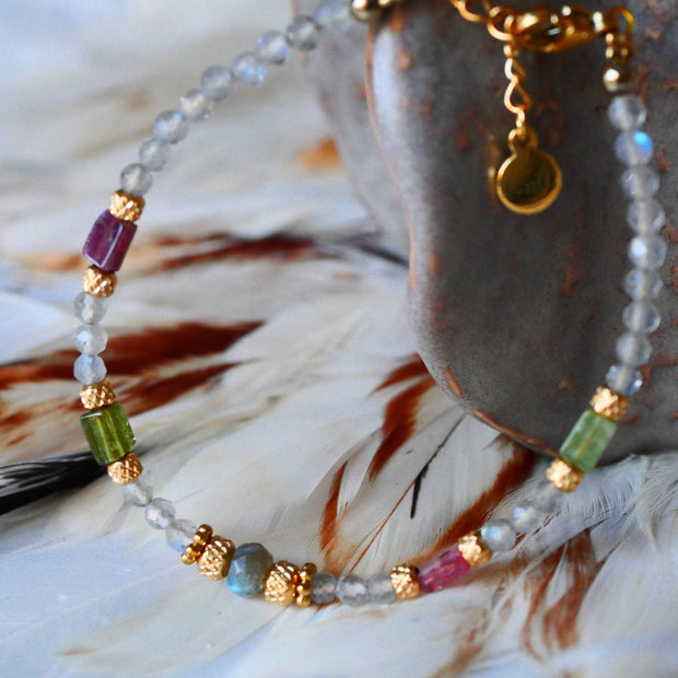 Bracelet Jyotish - Labradorite Tourmalines Multicolores