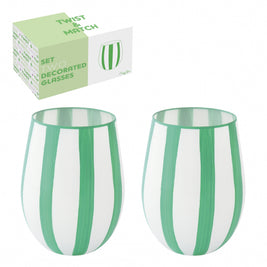 COFFRET 2 VERRES EN VERRE DECORE A LA MAIN - TWIST & MATCH - VERT