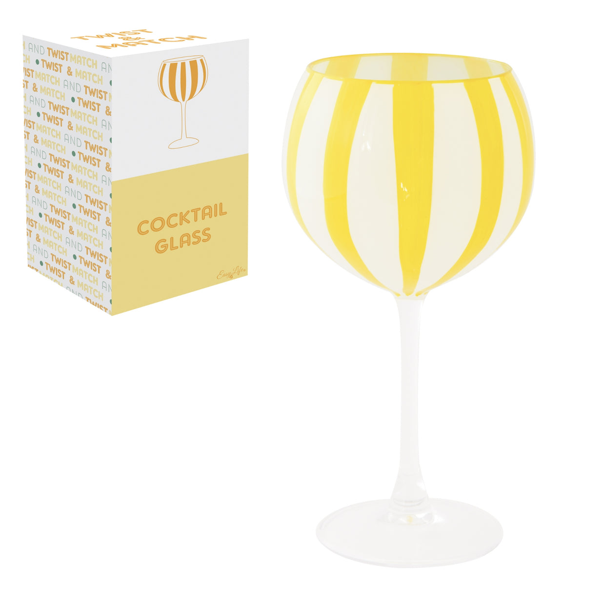 COFFRET 1 VERRE A GIN DECORE A LA MAIN - TWIST & MATCH - JAUNE SUMMER