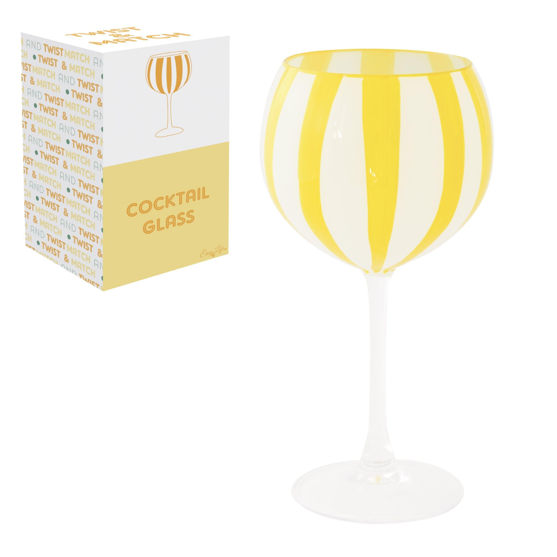 COFFRET 1 VERRE A GIN DECORE A LA MAIN - TWIST & MATCH - JAUNE SUMMER