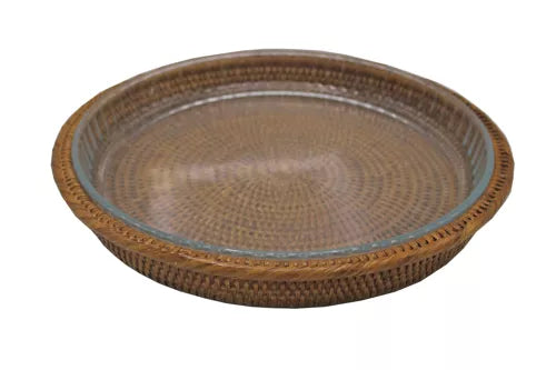 Plat à tarte rotin et pyrex mohinga